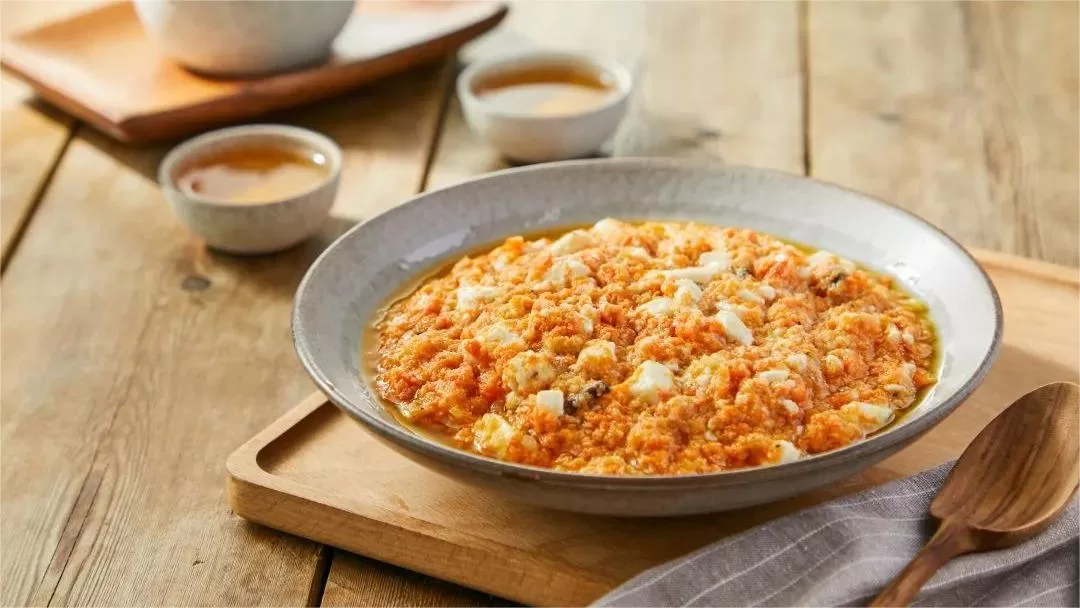 crab roe tofu, xiefen doufu