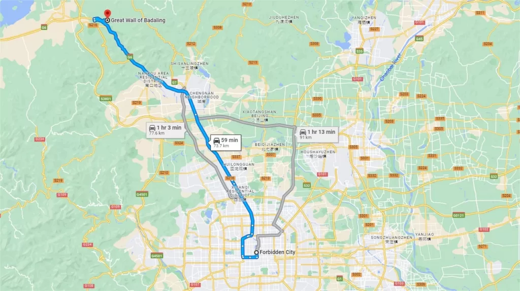how to get to badaling great wall from the forbidden city