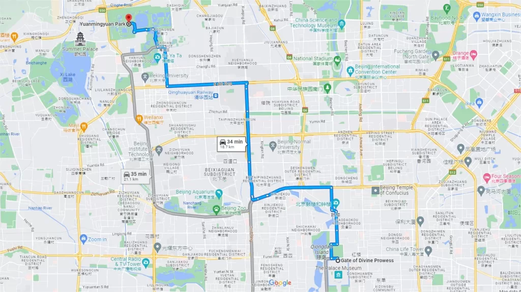 how to get to old summer palace from forbidden city